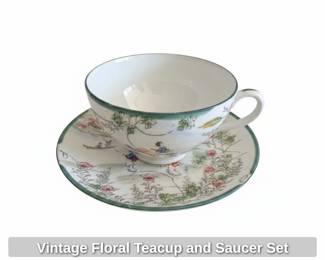 Vintage Floral Teacup and Saucer Set