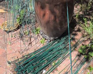 Large Terracotta Planter with Assorted Metal Plant Supports or Cages