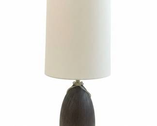 Textured Black Ceramic Table Lamp with White Drum Shade