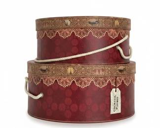 Vintage Red Cocktail Purses Hat Boxes with Lace Trim