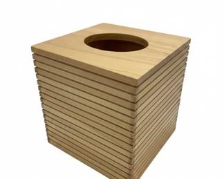 Wooden Tissue Box Cover with Horizontal Grooves