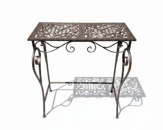 Ornate Cast Aluminum Console Table with Scrollwork