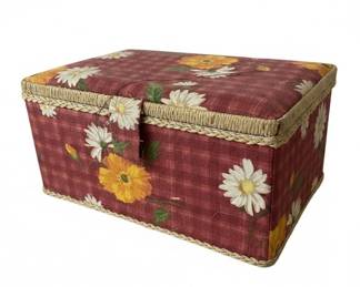 Vintage Floral Fabric Sewing Basket