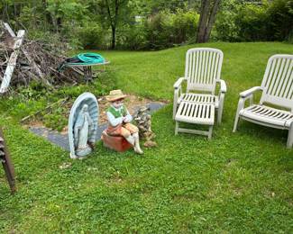 Lawn chairs and lawn ornaments