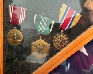 Casket flag and WWII medals