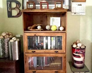 BOOK CASE, BASEBALLS, BASEBALL DECOR, BOOKS