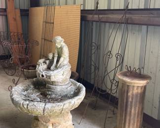 CONCRETE WATER FOUNTAIN, PLANT PEDESTAL