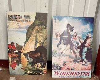 VINTAGE REMINGTON & WINCHESTER METAL SIGNS