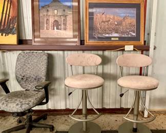BARSTOOLS, FRAMED ART