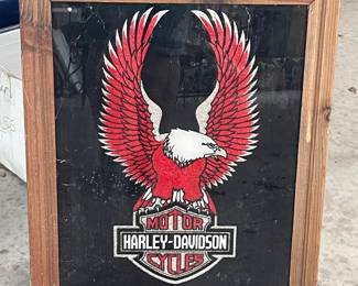 VINTAGE FRAMED HARLEY DAVIDSON MIRROR