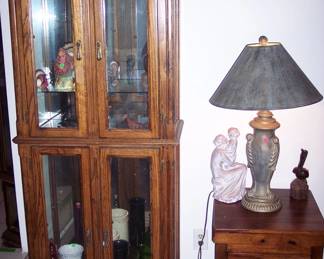 Well built display case 71x30" $95 obo . Heavy wood End table $55 obo. Lamp $15 ea 