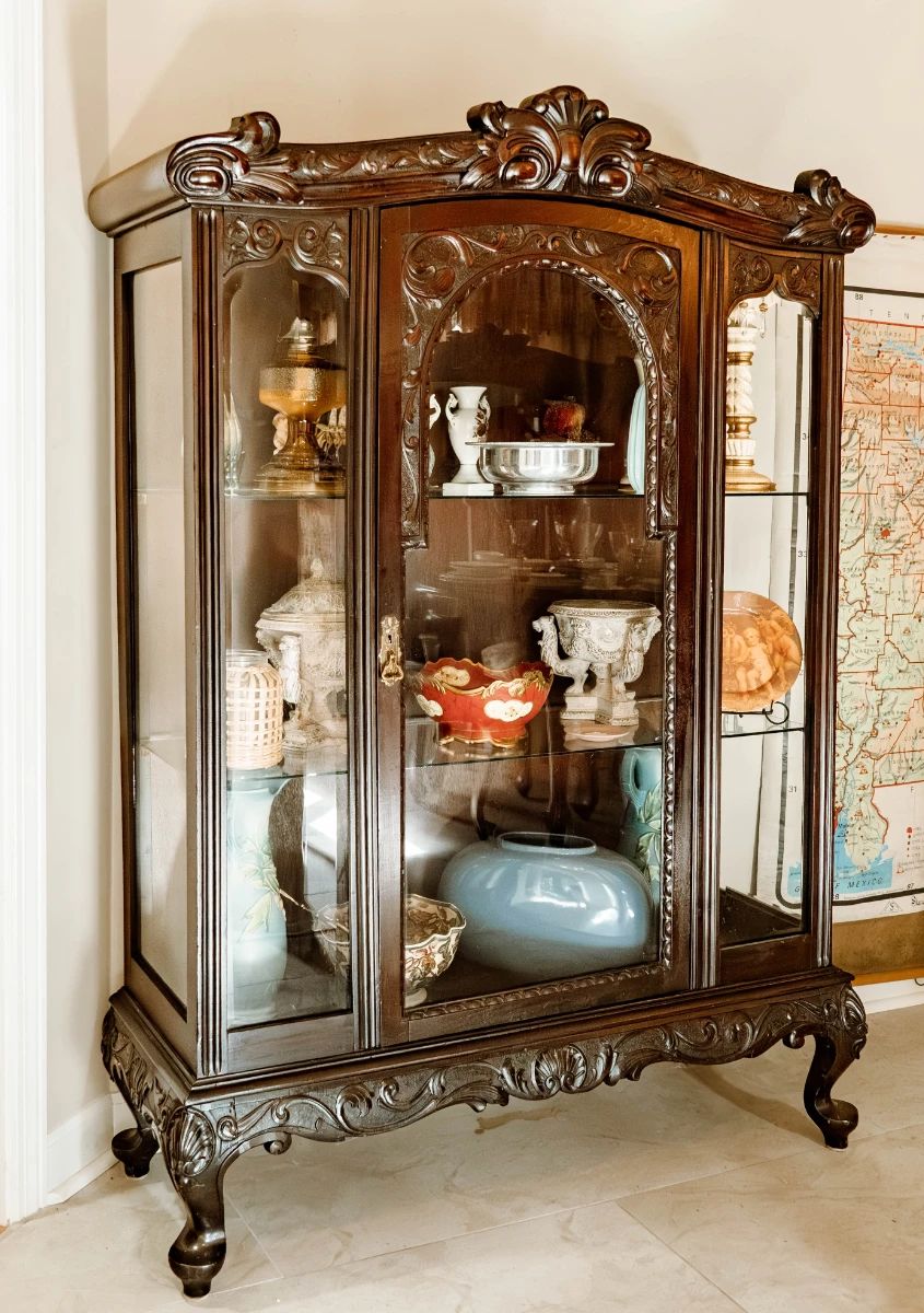 Curio Cabinet, Roseville Pottery