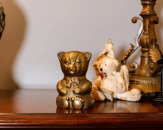 Brass Teddy Bear Piggy Bank