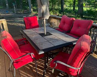 Patio Table with 6 Chairs and Cushions