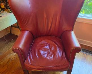 RALPH LAUREN LEATHER HIGH BACK CHAIR