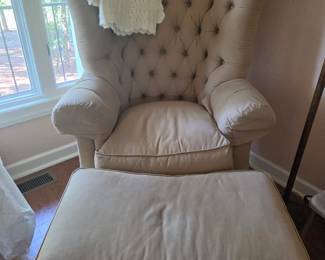 High back chair with ottoman