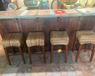 4- seagrass counter height bar stools