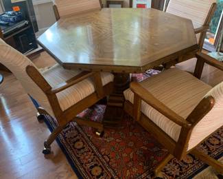 Octagonal game table w/ 4 chairs