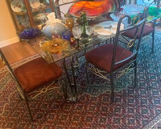 Glass/metal dining table w/ 6 chairs