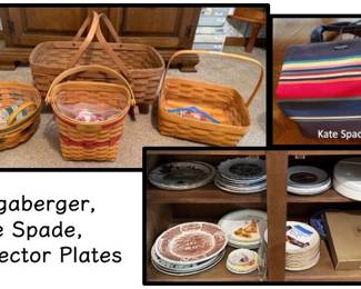 Longaberger Baskets, Kate Spade Handbag, Collector Plates