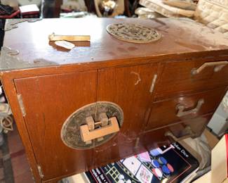 Asian Jewelry chest with key "JB & SM Knowles Co Providence RI c 1865"