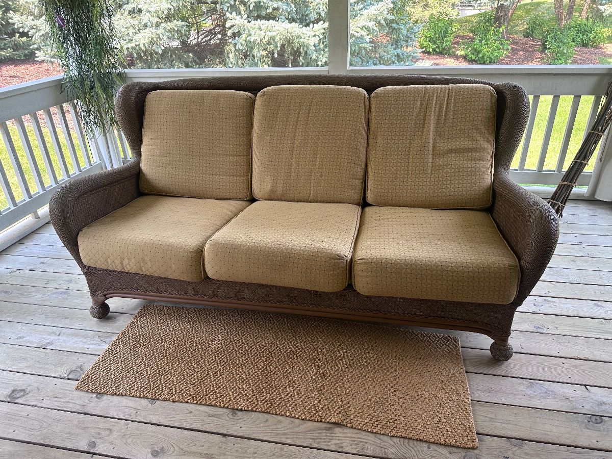 Wicker Rattan Sofa with Webbing