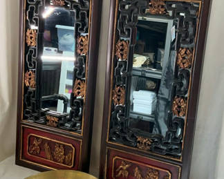 Lot 186: Two Asian Inspired Mirrors And A Brass Bowl