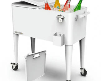 Lot 89: 80 Quart Patio Cooler New In Box And Dual Trash can