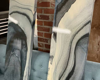 Lot 57: Marble Effect Canvas Over Wood Wall Art