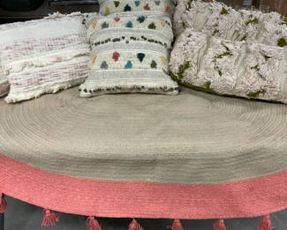 Lot 126: Woven Rug, Throw Pillows
