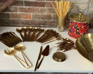Lot 176: Lot Of Gold Flatware, And Serving Pieces
