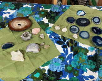 Lot 136: Geodes, Crystals And A Colorful Tablecloth