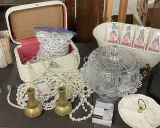 Lot 138: Party Decorations, Pearl Garlands, Serving Dishes