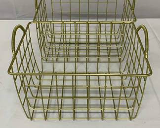 Lot 105: Gold Toned Metal Baskets And Candle Holders