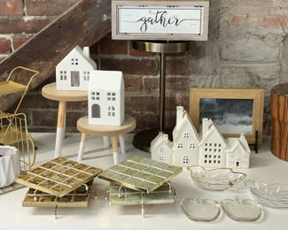 Lot 207: White Ceramic House Village and Decorative Tableware