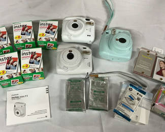 Lot 182: 3 Instax Instant Cameras, Film, And Paper