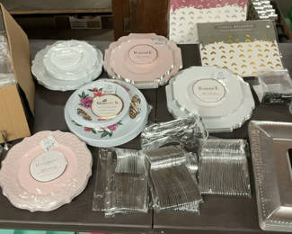 Lot 133: Assorted Dinnerware Sets, Chargers, and Glassware