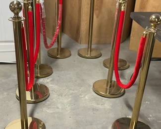 Lot 74: 8 Brass Stanchion Posts, Red Velvet Ropes
