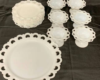 Lot 251: Milk Glass Cake And Ice Cream Set