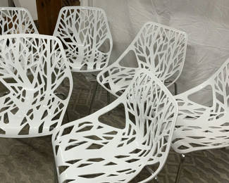 Lot 69: 6 More White Plastic Bird Nest Chairs