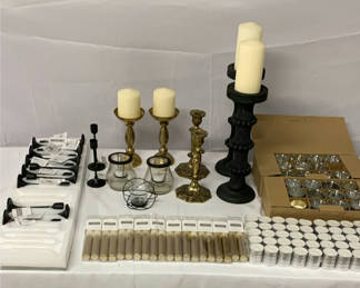 Lot 108: Black And Gold Candles And Candle Holders