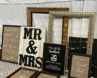 Lot 256: MR & MRS wedding signs and guestbook decor