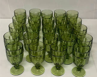 Lot 159: Green Glass Stemmed Goblets