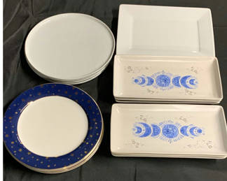 Lot 245: Blue, Gold And White Dishes