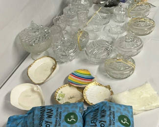 Lot 85: Candle Making Supplies, lots of vintage cut glass