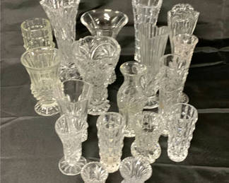 Lot 250: 18 Clear Cut Glass Vases