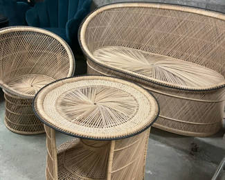 Lot 7: Vintage Boho-chic Rattan Seating Arrangement