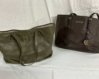 Lot 281: Michael Kors tote bags (olive green and dark brown)