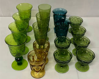 Lot 161: Assorted Colored Glass Goblets and Dessert Cups