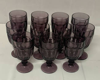 Lot 160: Set of 11 Purple Glass Stemmed Goblets